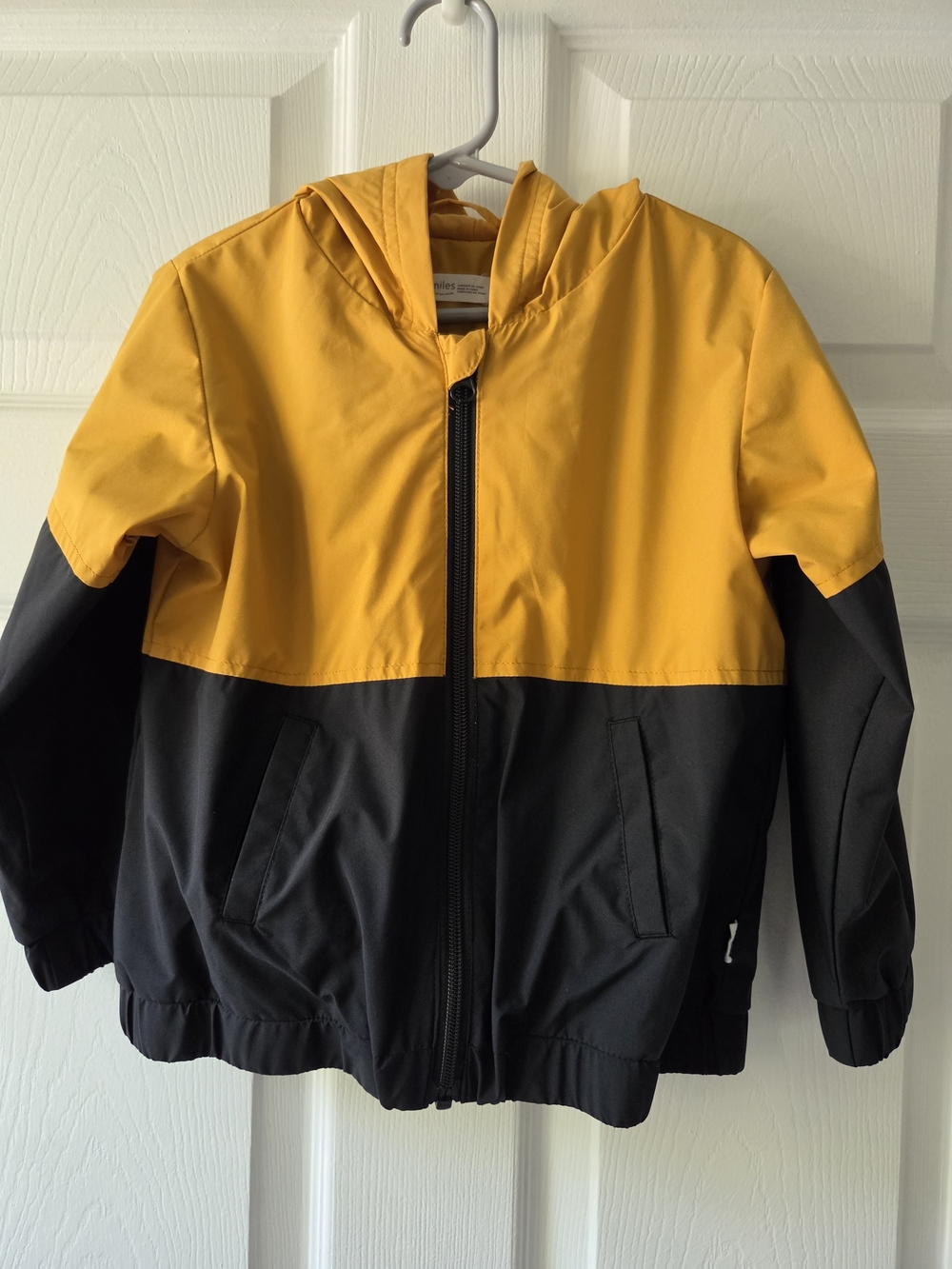 Kids Two-Tone Hooded Windbreaker Jacket - Yellow/Black